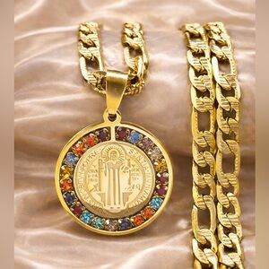 Saint Benedict Medallion Cuban Link Necklace
